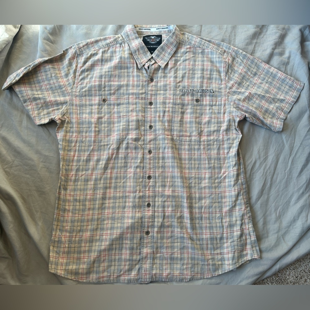 Harley-Davidson Plaid Button Up Shirt Men’s 3XL Embroidered Logo Short Sleeve